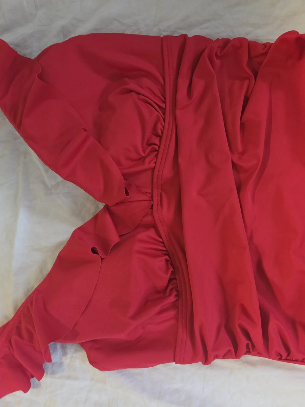 DKNY Red Ruffle Strap One-Piece Swimsuit Nwt Size Medium - Picture 5 of 7